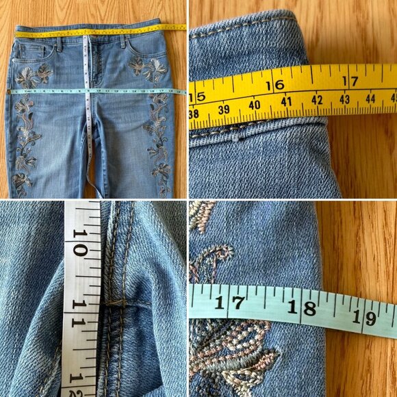 So Slimming Girlfriend Jeans Size 10 Embroidered Slim Leg Crop Light Wash Blue - Picture 13 of 16